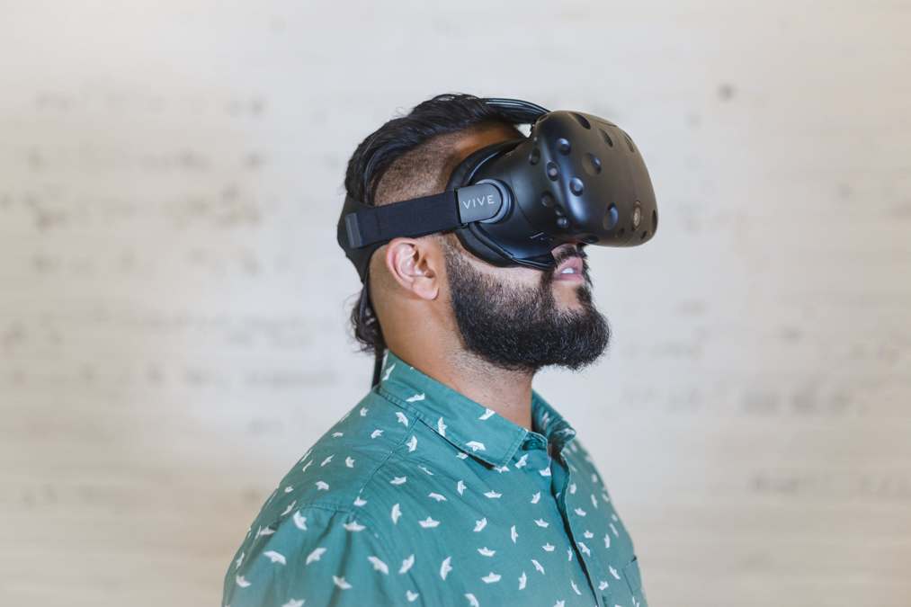 Man wearing VR goggles