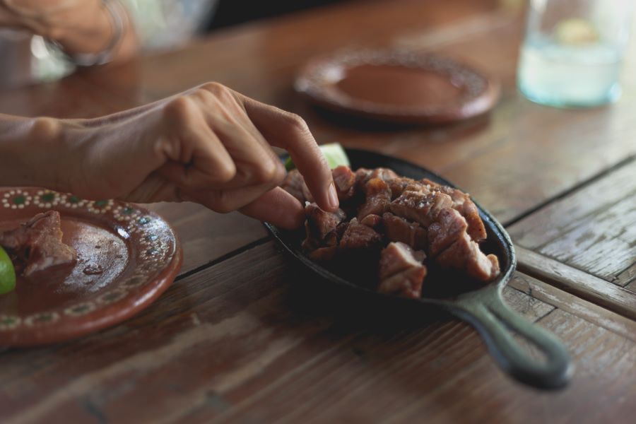 Cooked meat in a plate