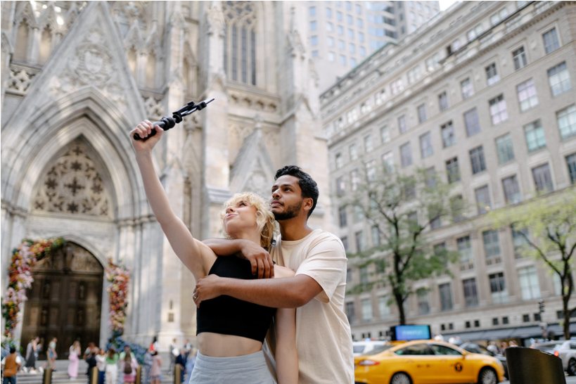 A couple taking selfie